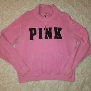 Women's Victoria's Secret VS PINK Size Large Sweatshirt Zip Up Half Zip Hoodie